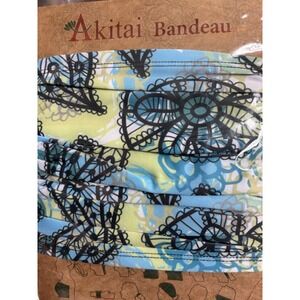 Akitai Boho Bandeau Headband Floral Print Teal Lime Green White Black
